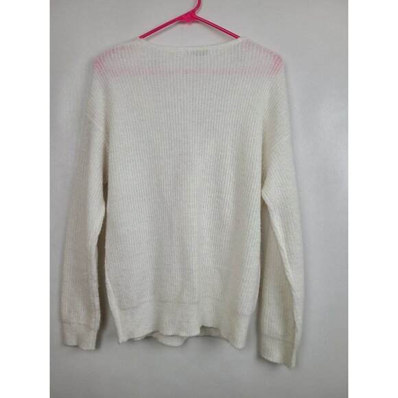 Dex Womens Sweater Size Medium Ivory Twist Front V-Neck Long Sleeve Pullover - Picture 3 of 4